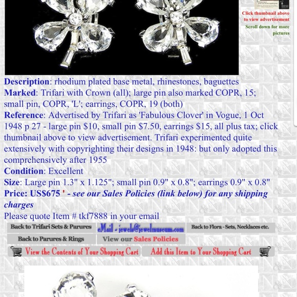 Trifari “Fabulous Clover” Brooch and Clip on earrings